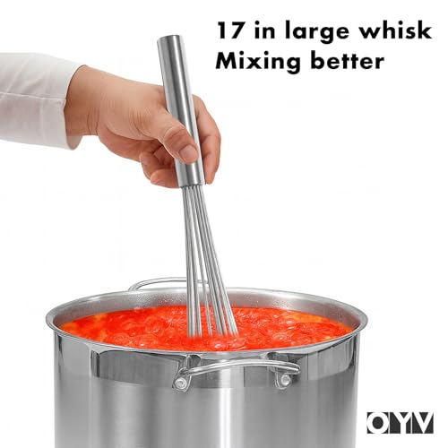 OYV 18/10 Stainless Steel Large Whisk, 17-Inch Heavy-Duty Kitchen Whisk - size: 17 inch silver