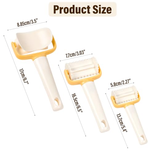 Rolling Cookie Cutter Set, 3 Piece Biscuit Maker and Dough Cutter Wheels with Ergonomic Handle, Round Crimped and Square Pastry Roller for Cookies, Ravioli, Pizza, Dumplings, Donuts, Crackers, Scones