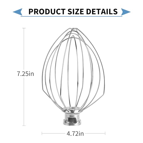 XINBOOG 6 Wire Whisk Attachments Compatible with KitchenAid 5Plus-6QT Mixer - size: Wire Whip