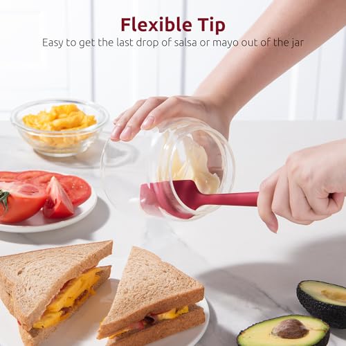U-Taste Small Mini Silicone Spatula, 9in Rubber Jar Bowl Scraper, Red - color: Red