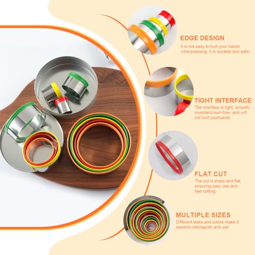 Round Cookie Biscuit Cutter Set,12 PCS Donut Cutter Round Cookie Cutter Set for Baking Doughnut,Clay,Scone,Pastry, Fondant Cutter Molds with Colorful Rubber Protective Case