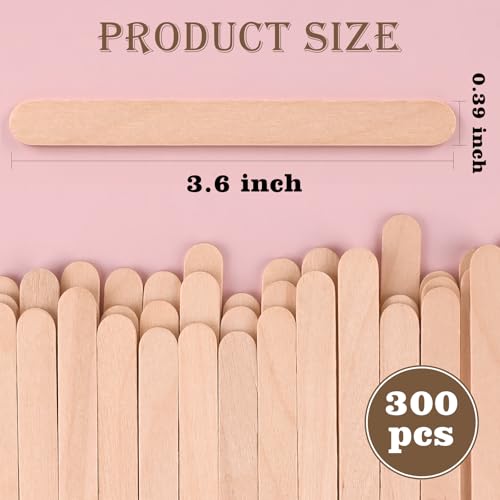 300 Pcs 3.65″ Mini Popsicle Wooden Sticks, Natural Birch Wood