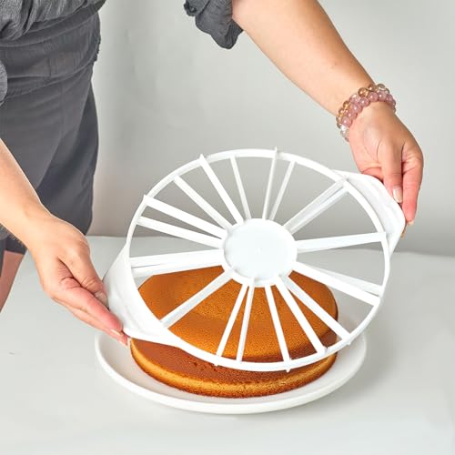 White Round Cake Divider 10/12 Slices Plastic Cake Slicing Tool Even Cake Portion Separator for Baking - style: 10/12