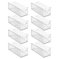 mDesign Plastic Stackable Kitchen Organizer - Storage Bin with Handles for Refrigerator, Freezer, Cabinet, and Pantry Shelves Organization - Food Container - Ligne Collection - 8 Pack - Clear - size: 16 x 6 x 5