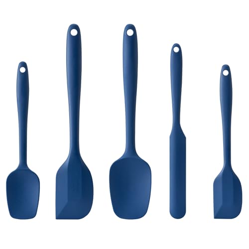 Silicone Spatula Set,5 Piece Food Grade Rubber Spatulas,Navy Blue - color: Navy Blue