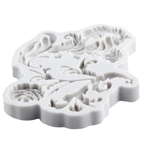 Lingzhi Baroque Fondant Mold Curlicues Relief Scroll Lace Silicone Molds - color: Style A