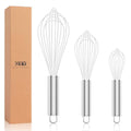 OYV White Silicone Whisk Set of 3, 8/10/12 Inch, Non-Scratch - color: Premium(White Pack)