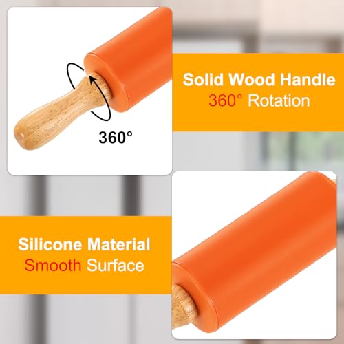 uxcell 4 Inch Silicone Rolling Pin Small Dough Roller Orange - color: Orange, size: 4 Inch