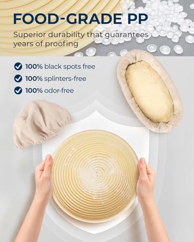 Banneton Proofing Basket Set, Sourdough Bread Baking Supplies (Plastic) - color: Standard