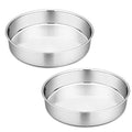 P&P CHEF 9.5 Inch Cake Pan Set, Round Baking Cake Pans, Silver & 2 Pcs - color: Silver, size: 9.5 Inch