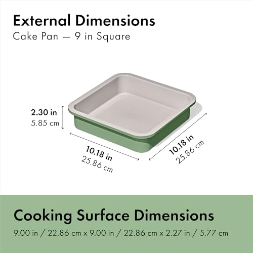 OXO Good Grips Non-Stick Pro Ceramic Coated Metal Bakeware Cake Pan — 9 in Square— Basil, Square Baking Pan for Cakes, Brownies and Cookies - color: Basil, size: 9" Square Cake Pan