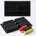 3D Eclair Silicone Mousse Mold, 6-Cavity Concave Baking Mold - color: black-005