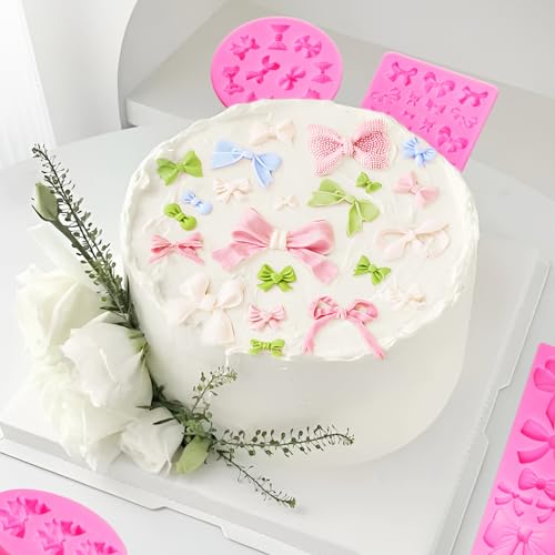 5 Packs Bows Silicone Mold Bow Chocolate Mold Bows Silicone Fondant Molds for Cake Decoration - style: Bow