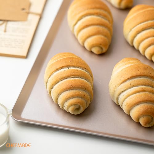 CHEFMADE 15-Inch Baking Sheet Pan, Non-Stick Square Jelly Roll Bakeware for Oven Roasting Meat Bread Battenberg Pizzas Pastries 15.8" x 11.8" x 0.47" (Champagne Gold) - size: 15.8" x 11.8" x 0.47"