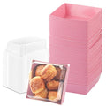 BUIYLV 50 Pack Charcuterie Boxes with Clear Lids, 4 Inches Pink Dessert Boxes To Go Disposable Mini Charcuterie Boxes for Cookie, Sandwich, Strawberry, Cupcake, Macaron, Cake Slice - color: Pink