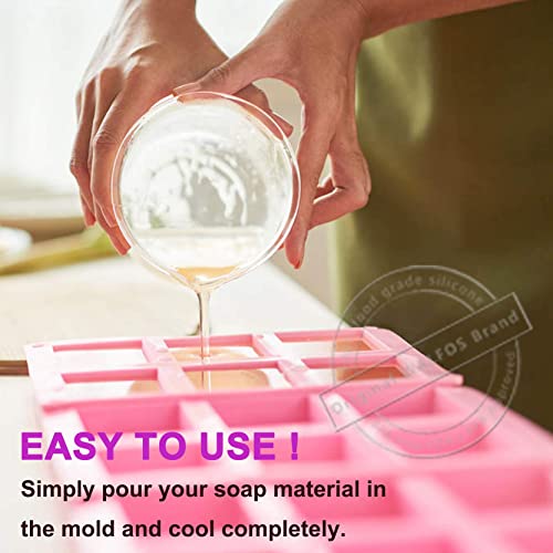 Walfos Silicone Soap Molds,Rectangle Mold 6 Cavities,Non-Stick,4 Pack