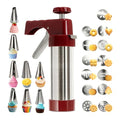 21-Piece Cookie Press Set, Stainless Steel for DIY Cookies Maker-red - color: Red