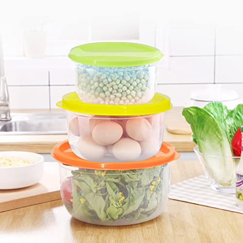 Plastic Multicolor Salad Bowl Set,Microwave and Dishwasher Safe,Ideal for Baking, Prepping, Cooking and Serving Food (Set of 7) (Multicolor-Round)