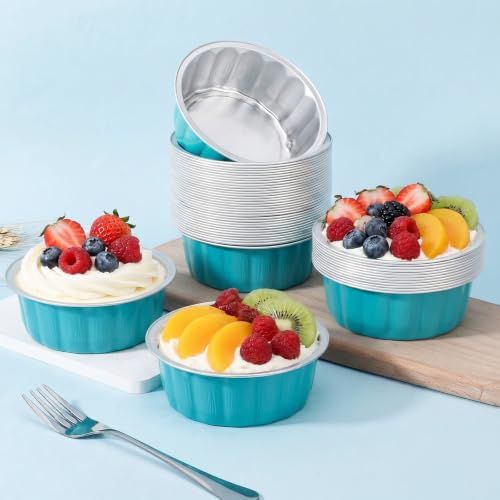 Beasea 8oz Disposable Ramekins, 100 Pack Blue Green Baking Cups Only - color: Blue Green