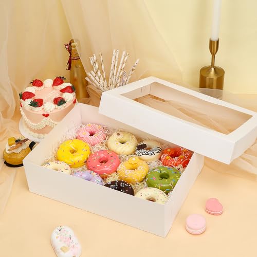 10pcs 14x10x4in Cake Boxes with Board, Rectangle Quarter Sheet Bakery Box - size: 14*10*4In