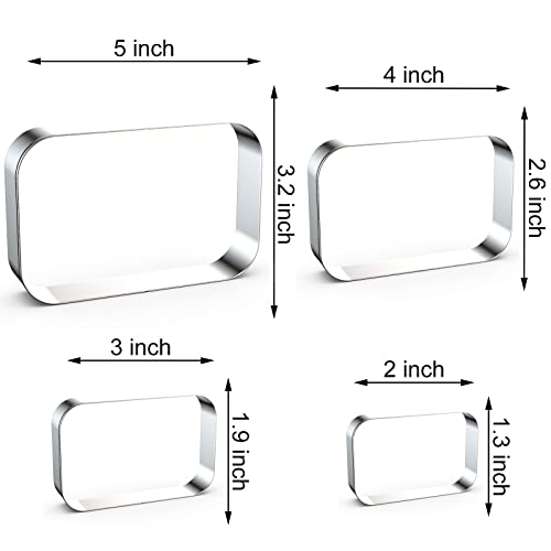 Rounded Rectangle Plaque Cookie Cutter Geometric Set for Baking - 5 Inch, 4 Inch, 3 Inch, 2 Inch - Geometric Frame Plaque Cookie Cutters Shapes Molds - Stainless Steel - color: Rectangle-Rounded Corner
