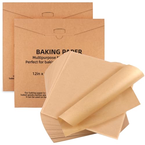 12x12 Inch Parchment Paper Sheets 400 Pcs, Unbleached Non-Stick - size: 12"x12"-400pcs
