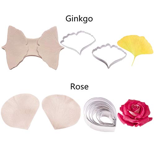 16set Gumpaste Flower Silicone Mold and Stainless Steel Fondant Cutter