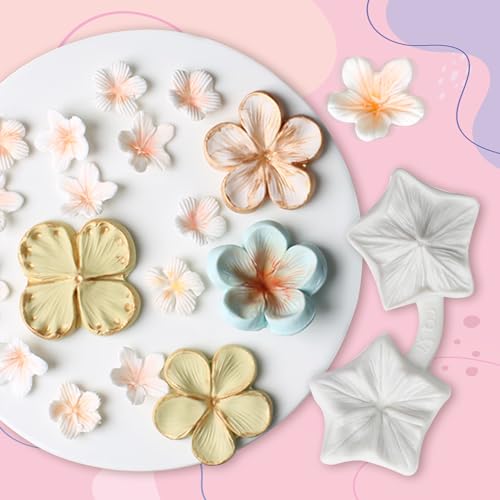 KALAIEN Flower Cupcake Toppers Silicone Mold Flower Fondant Cake Molds