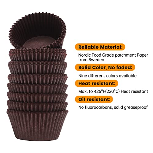 Bake Choice 200pcs Standard Cupcake Liners for Baking, Brown Muffin Liners - color: Brown