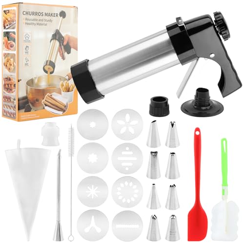 Churro Maker Machine, 3-in-1 Stainless Steel Cookie Press Gun