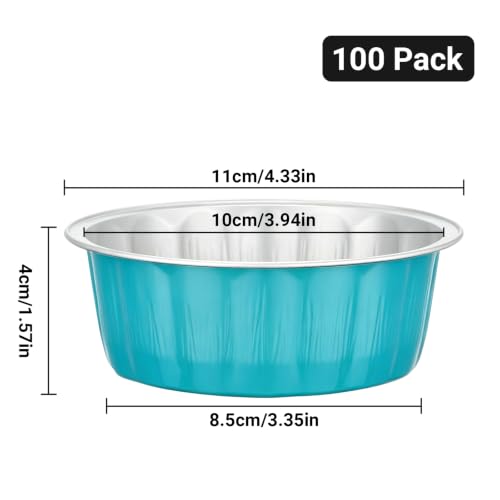 Beasea 8oz Disposable Ramekins, 100 Pack Blue Green Baking Cups Only - color: Blue Green
