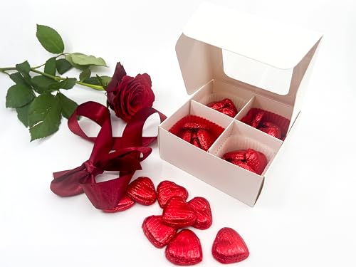 20-Ct White Treat Boxes, 4.5x4.5x1.9in, Window & Dividers - color: White, size: 4.5 x 4.5 x 1.9 in (4 compartments)
