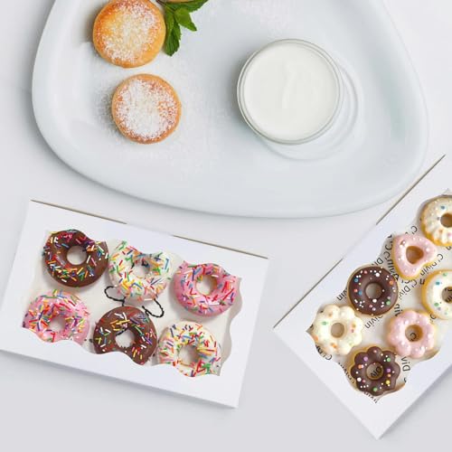 Cookie Boxes with Window White Bakery Boxes 7 x 4.3 x 1.5 Inch Takeout Treat Boxes for Cookies, Donuts, Pastry, Strawberries, Macarons(20PCS) - color: White