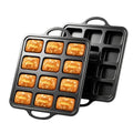 Silicone Mini Loaf Pan 2 Pack with Reinforced Metal Frame 12-Cavity - color: Black 12-Cavity