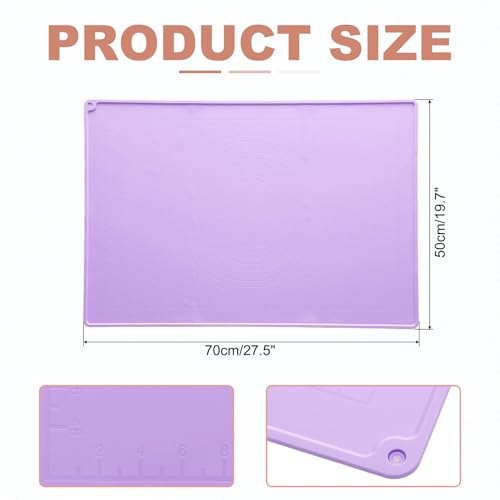 uxcell Silicone Pastry Mat, 27.5" x 19.7" Silicone Baking Mat with Measurements, Non-Stick Dough Rolling Mat for Making Pastry Cookies Bread Pizza Purple - color: Purple, size: 27.6"L x 19.7"W