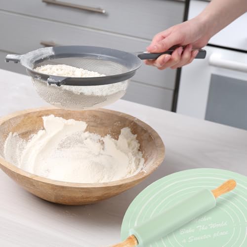uxcell 6.7 Inch Silicone Rolling Pin and Pastry Baking Mat Set Mint Green - color: Mint Green
