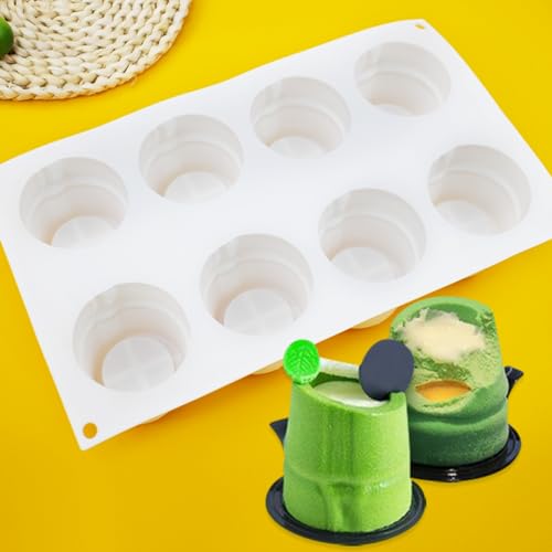 mostsom 8 Holes Cylinder Silicone Mould for Chocolate Dessert Jelly Pudding - size: Bamboo K