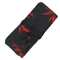 Wei Long Jewelry Roll, Travel Jewelry Roll Bag, Silk Embroidery Brocade Jewelry Organizer Case with Tie Close (Bamboo, Black) - color: Bamboo-Black
