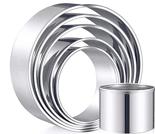 6 Pieces Round Cookie Cutter Set - Stainless Steel Circle Pastry, Biscuit, Dumpling, Cake, Donut Molds Stamps for Cooking and Baking