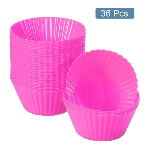 uxcell 36Pcs Silicone Cupcake Liners Non-Stick Baking Cup Rose Red - color: Rose Red, size: 3.5cm/1.4inch