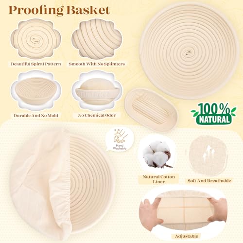 Sourdough Starter Kit Complete Set with Tools, Proofing Baskets, Jars