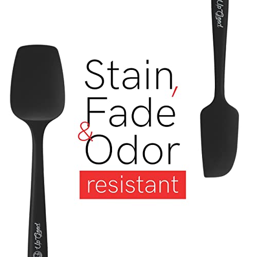UpGood Silicone Spatula Set 600°F - High Heat Resistant Nonstick, Small and Large Kitchen Spatulas - Flexible BPA Free Professional Grade Cookware - Utensils for Cooking, Baking, Mixing(4 Pcs, Black) - color: Black