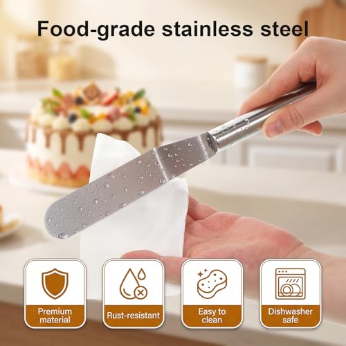 6" Offset Spatula, Stainless Steel Icing Spatula Angled Cake Spatulas Cake Icing Tools with Sturdy Handle Frosting Spatulas for Cakes Decorating, Baking, Pastry