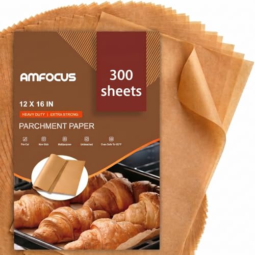 300 PCS Parchment Paper Sheets for Baking -12x16 Inches Precut Parchment Sheets, Non-Stick Unbleached Baking Paper Liners for Oven, Air Fryer, Baking Bread, Cakes, Cookies - size: 12x16in-300pcs
