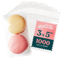 3x5 Self Sealing Cellophane Bags (1000 Pack) - Clear Cookie Bags With Seal - size: 3" X 5"