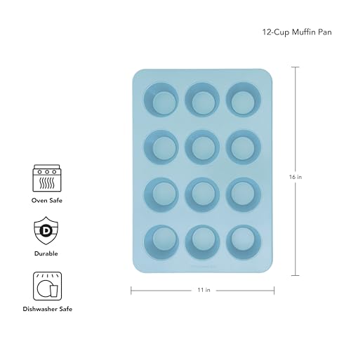 KitchenAid 12-Cup Nonstick Aluminized Steel Muffin Pan, Mineral Water - color: Mineral Water, size: 12 Cup