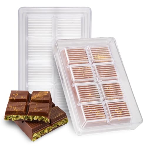 Authentic Polycarbonate Dubai Chocolate Bar Mold Kit (Dry-Use Required) – Professional Deep Bar Mold, BPA Free Food Grade, 8-Cavity Design, More Durable than Silicone Plastic Molds – 1 Piece