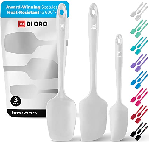 DI ORO Silicone Spatula Set - 600F Heat Resistant, 3-Pc Stone - color: Stone