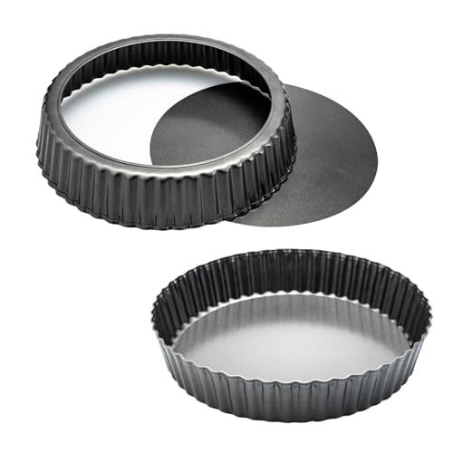 11 x 2 Inches Deep Dish Tart Pan Set of 2, Nonstick Tall Tart Quiche Pan, Carbon Steel Deep-dish Pie Pan with Removable Loose Bottom for Baking Thanksgiving Christmas - size: 11 inch-2 Set