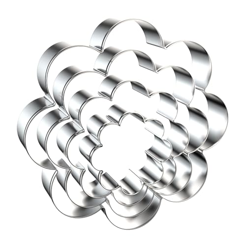Daisy Cookie Cutter Set - 5 inch, 4 inch, 3 inch, 2 inch - 4 Piece Eight Petal Blossom Spring Flower Mother's Day Cookie Cutters Shapes Molds - Stainless Steel - color: Daisy